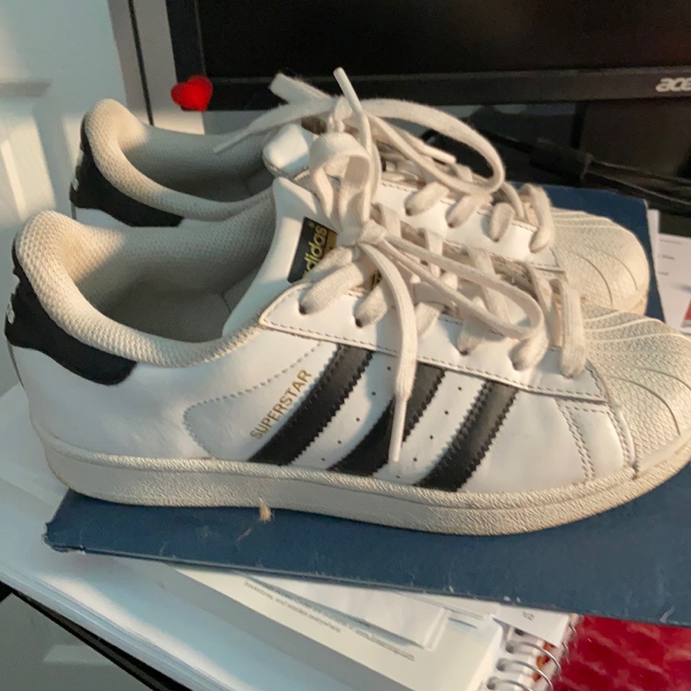 Black and white superstar adidas
